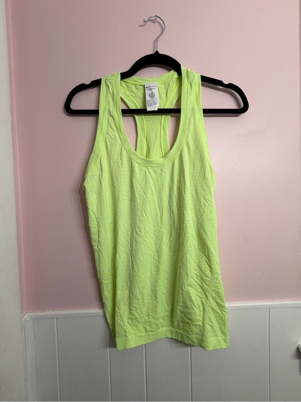 Athleta Momentum Seamless Running Workout Tank Neon Lime Yellow Size M